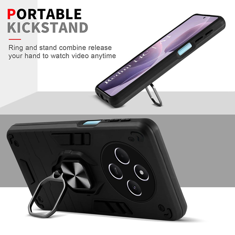 Hybrid Rugged Armor Kickstand Case for Mi Redmi A4 5G / 14C 5G / 14R 5G / Poco C75 5G