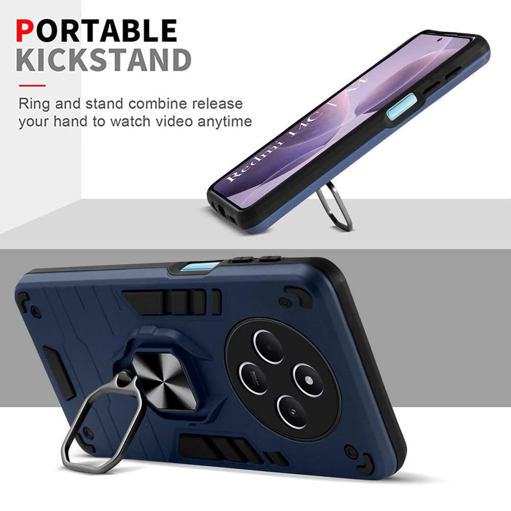 Hybrid Rugged Armor Kickstand Case for Mi Redmi A4 5G / 14C 5G / 14R 5G / Poco C75 5G