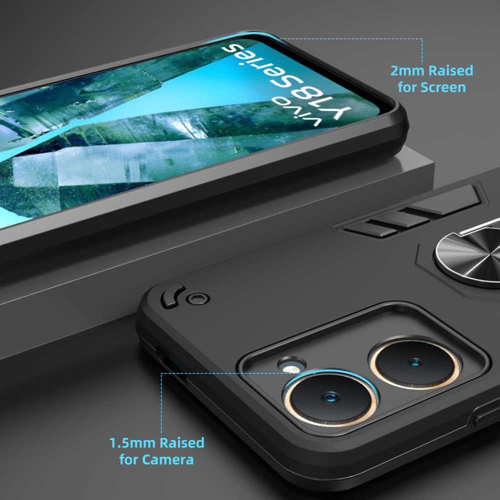 Hybrid Rugged Armor Kickstand Case for Vivo T3 Lite 5G / Y18 4G / Y18e 4G / Y28s 5G / Y28e 5G / Y03 4G / Z9 Lite 5G