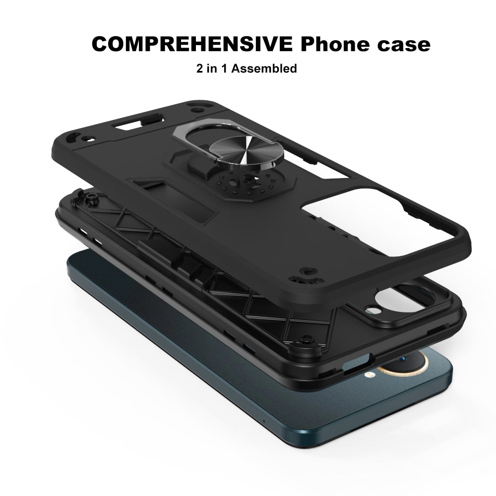 Hybrid Rugged Armor Kickstand Case for Vivo T3 Lite 5G / Y18 4G / Y18e 4G / Y28s 5G / Y28e 5G / Y03 4G / Z9 Lite 5G