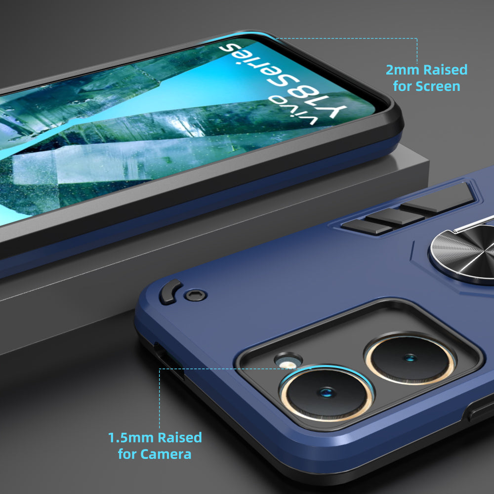 Hybrid Rugged Armor Kickstand Case for Vivo T3 Lite 5G / Y18 4G / Y18e 4G / Y28s 5G / Y28e 5G / Y03 4G / Z9 Lite 5G