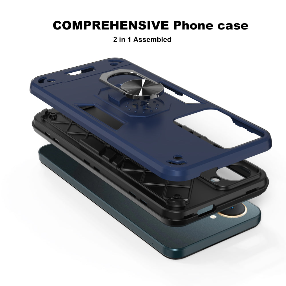Hybrid Rugged Armor Kickstand Case for Vivo T3 Lite 5G / Y18 4G / Y18e 4G / Y28s 5G / Y28e 5G / Y03 4G / Z9 Lite 5G