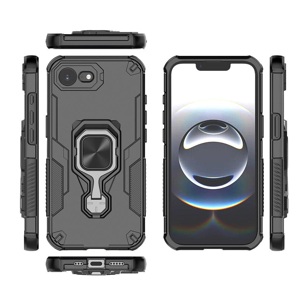 Hybrid Military Grade Armor Kickstand Rotating Ring Holder Case for Apple iPhone 16e