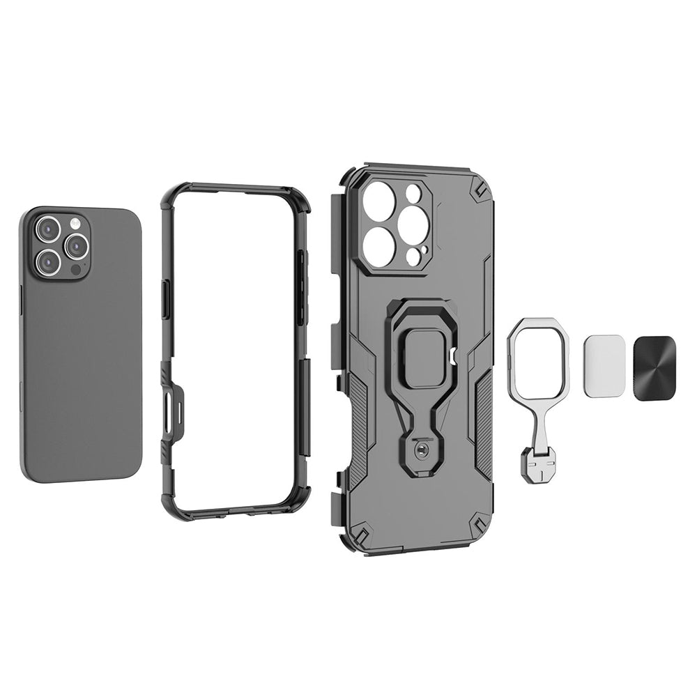 Hybrid Military Grade Armor Kickstand Rotating Ring Holder Case for Apple iPhone 16 Pro