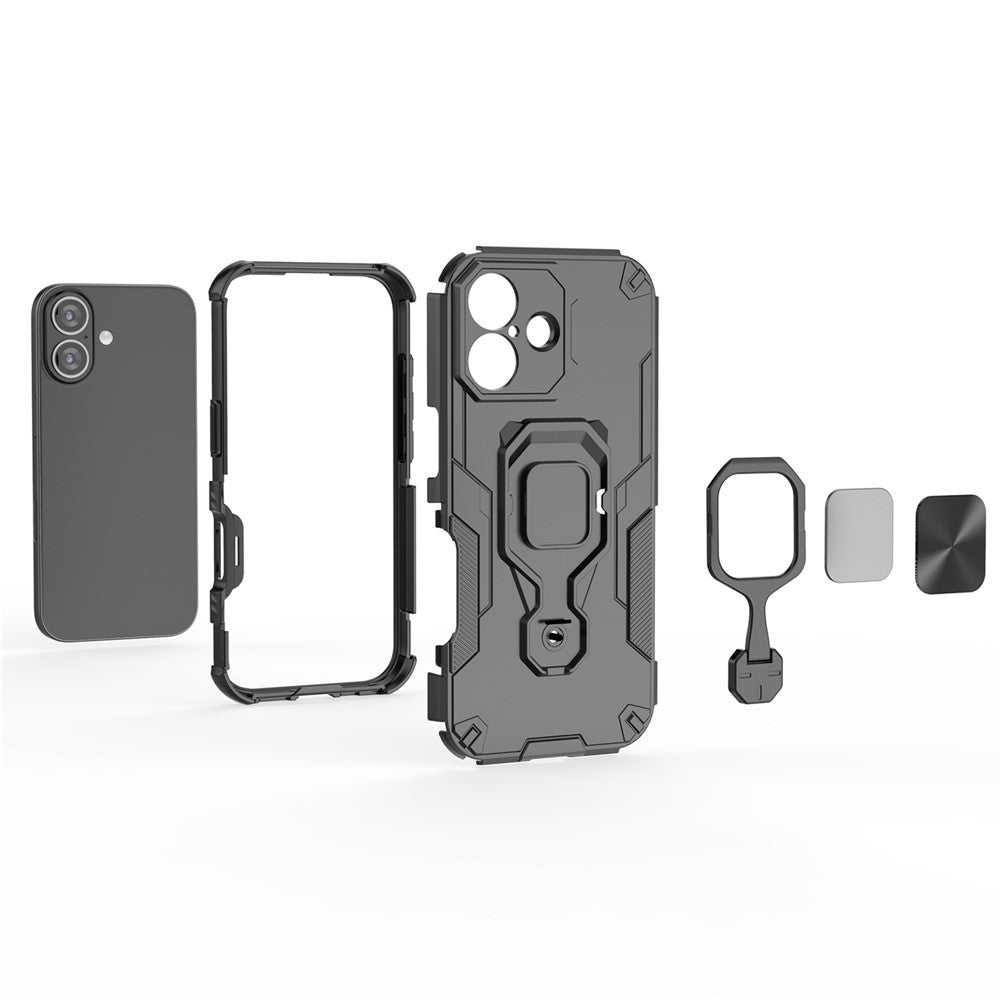 Hybrid Military Grade Armor Kickstand Rotating Ring Holder Case for Apple iPhone 17