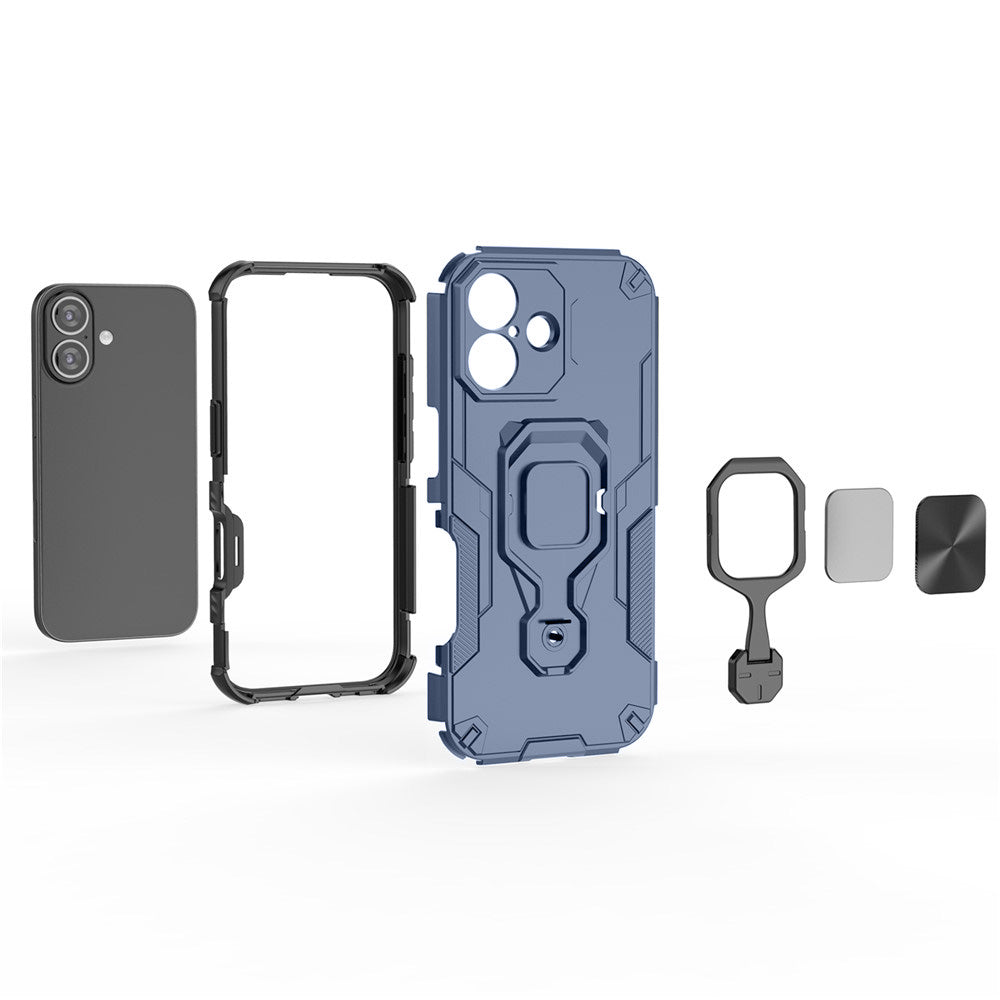 Hybrid Military Grade Armor Kickstand Rotating Ring Holder Case for Apple iPhone 17