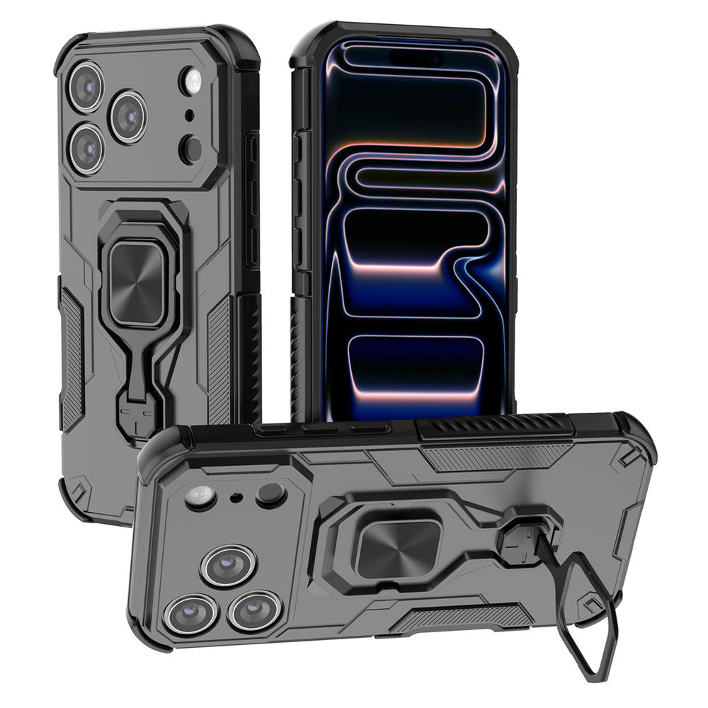 Hybrid Military Grade Armor Kickstand Rotating Ring Holder Case for Apple iPhone 17 Pro
