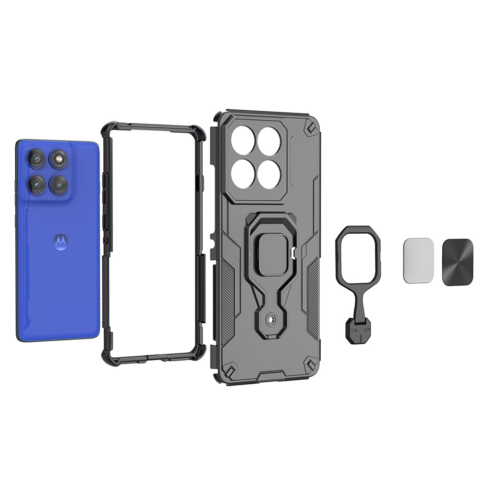 Hybrid Military Grade Armor Kickstand Rotating Ring Holder Case for Motorola Moto Edge 60 Pro 5G