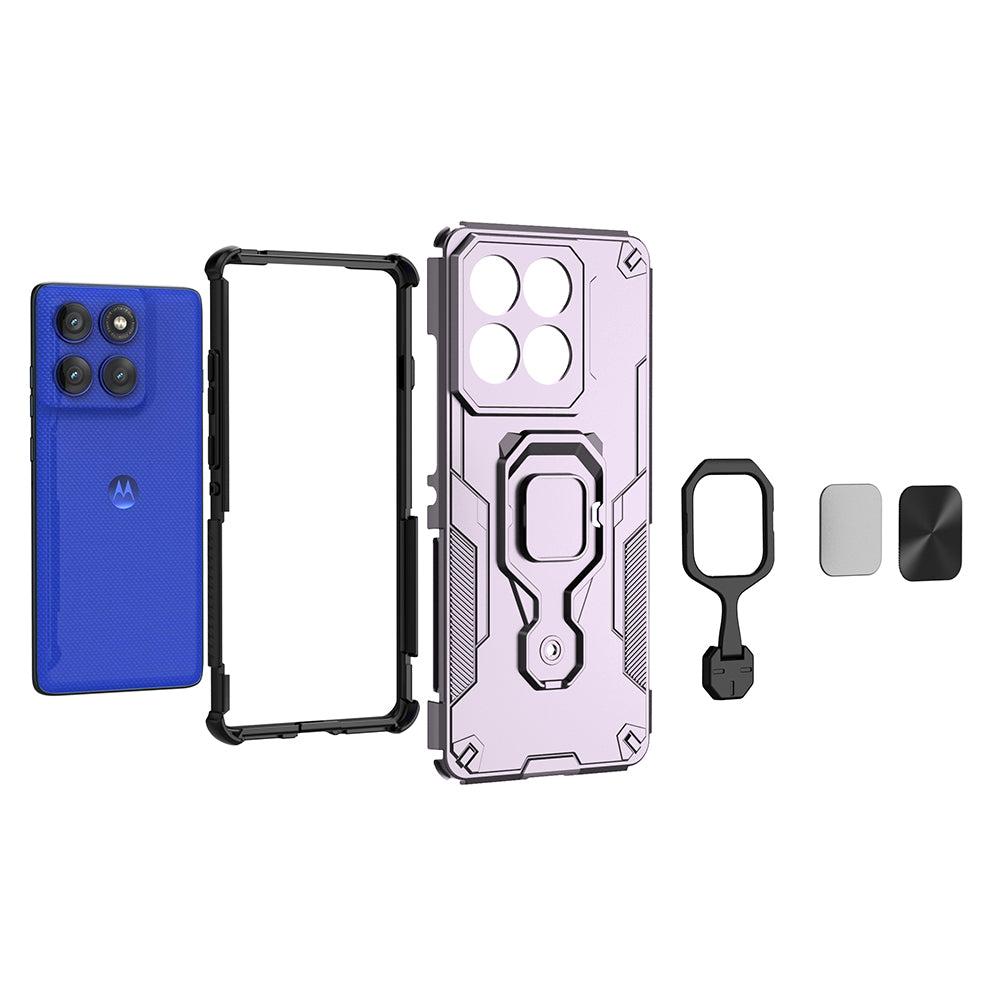Hybrid Military Grade Armor Kickstand Rotating Ring Holder Case for Motorola Moto Edge 60 Pro 5G