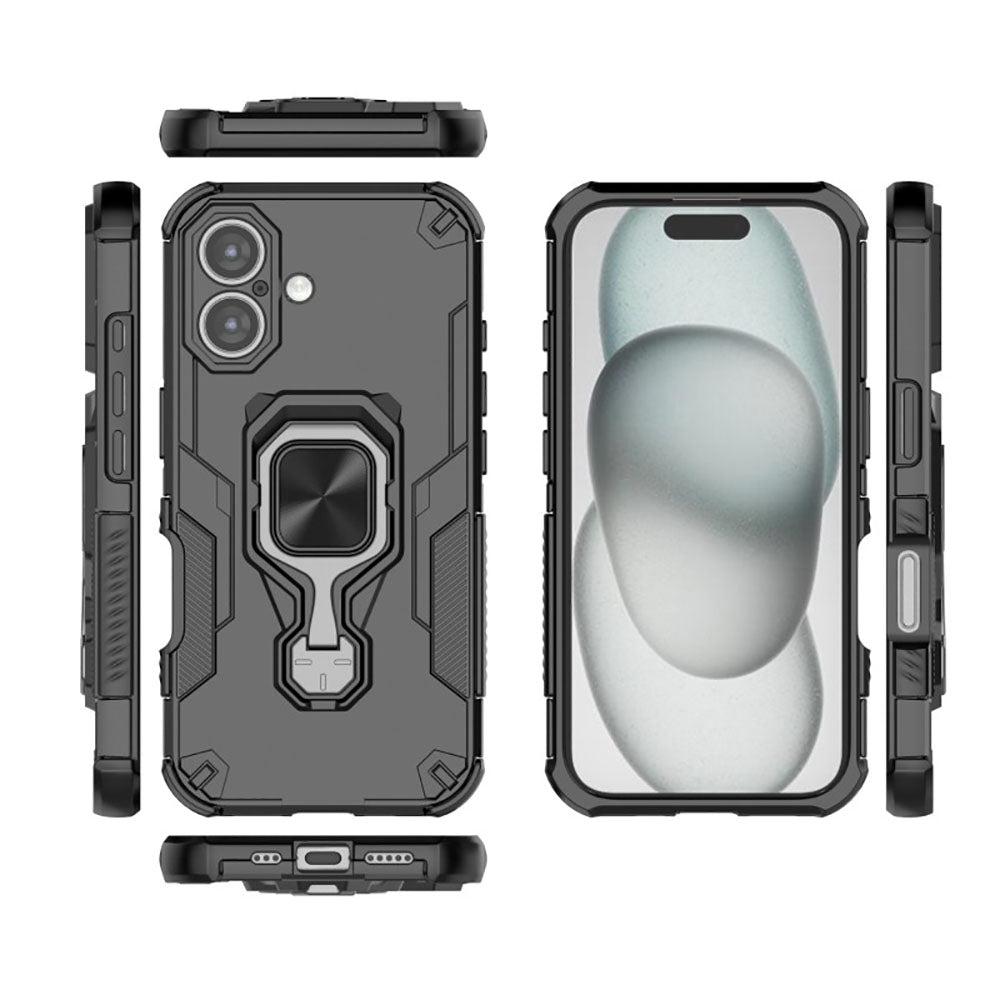 Hybrid Military Grade Armor Kickstand Rotating Ring Holder Case for Apple iPhone 16
