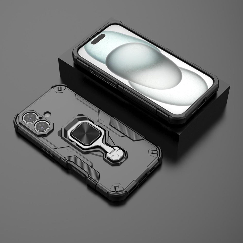 Hybrid Military Grade Armor Kickstand Rotating Ring Holder Case for Apple iPhone 16 Plus