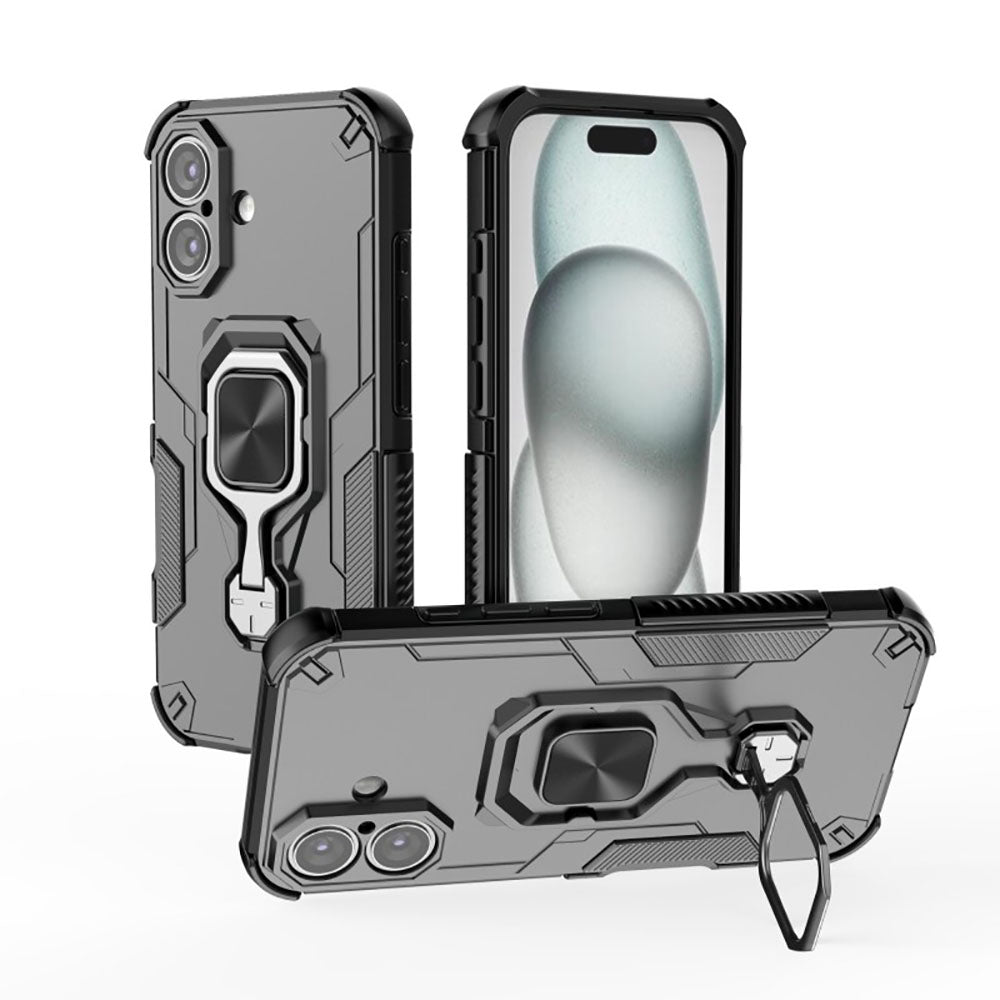 Hybrid Military Grade Armor Kickstand Rotating Ring Holder Case for Apple iPhone 16 Plus