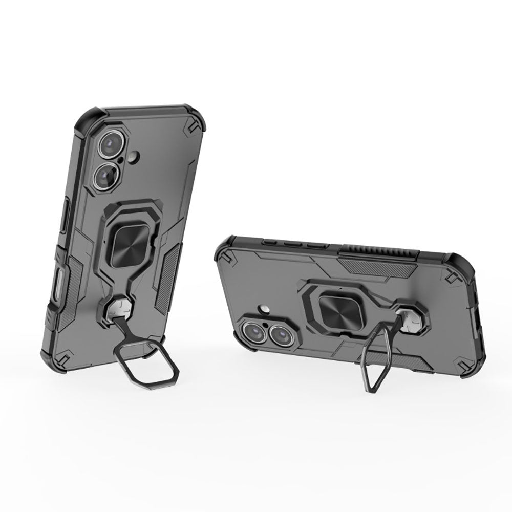 Hybrid Military Grade Armor Kickstand Rotating Ring Holder Case for Apple iPhone 16 Plus