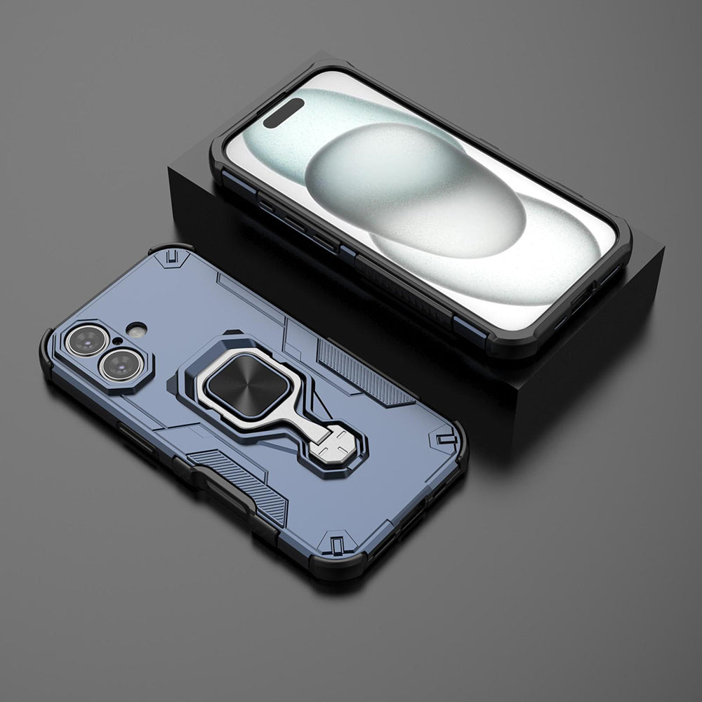 Hybrid Military Grade Armor Kickstand Rotating Ring Holder Case for Apple iPhone 16 Plus