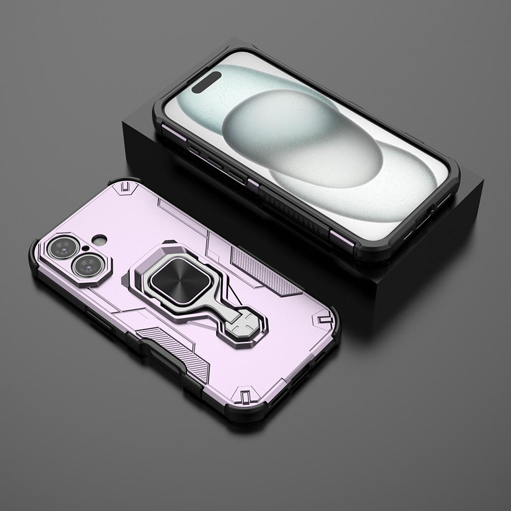 Hybrid Military Grade Armor Kickstand Rotating Ring Holder Case for Apple iPhone 16 Plus