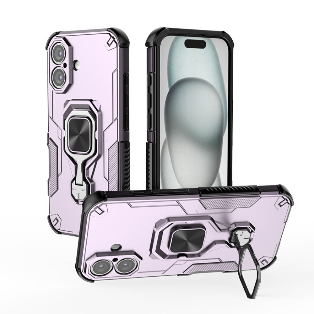 Hybrid Military Grade Armor Kickstand Rotating Ring Holder Case for Apple iPhone 16 Plus
