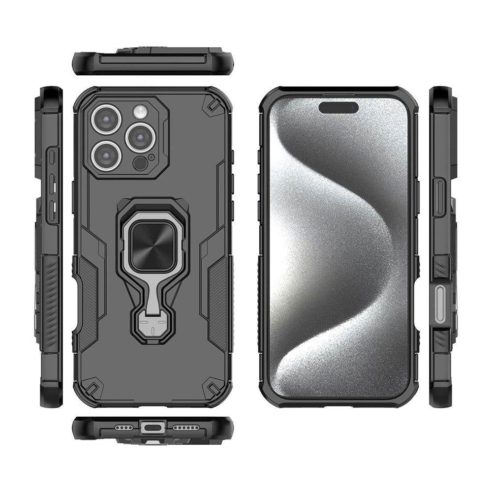 Hybrid Military Grade Armor Kickstand Rotating Ring Holder Case for Apple iPhone 16 Pro Max