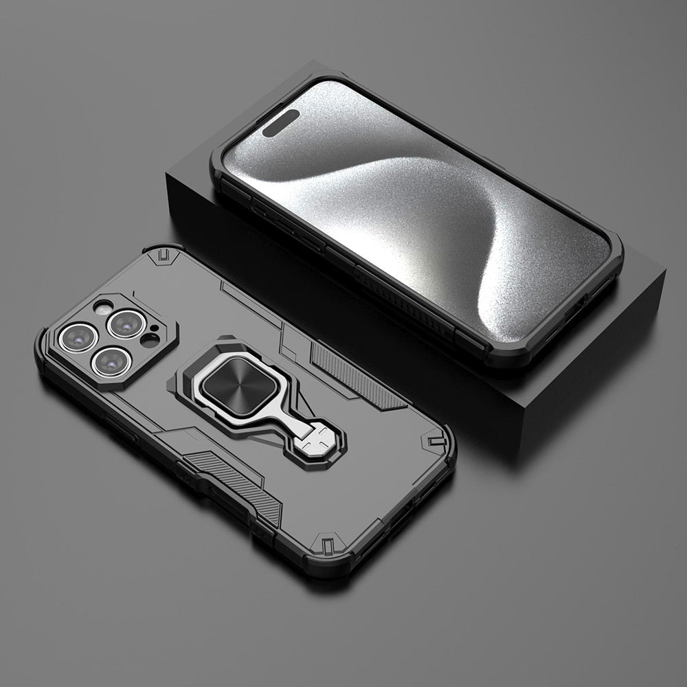 Hybrid Military Grade Armor Kickstand Rotating Ring Holder Case for Apple iPhone 16 Pro Max
