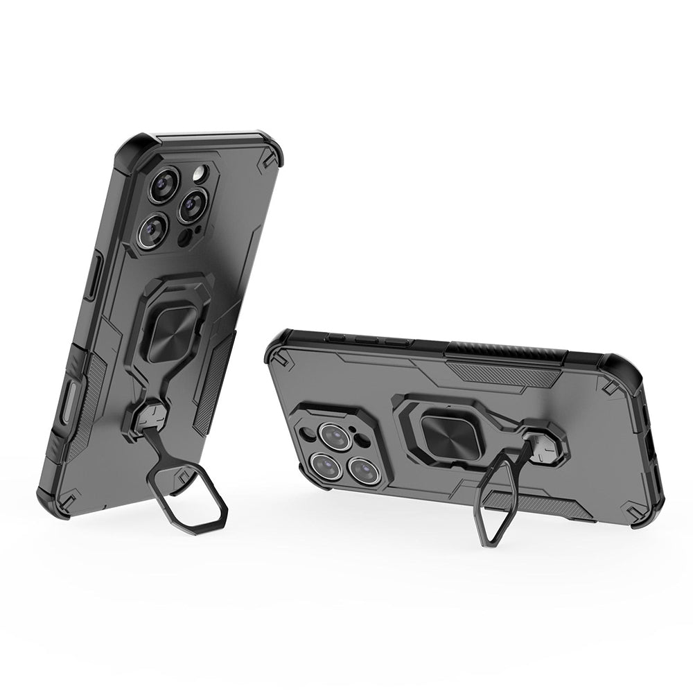 Hybrid Military Grade Armor Kickstand Rotating Ring Holder Case for Apple iPhone 16 Pro Max