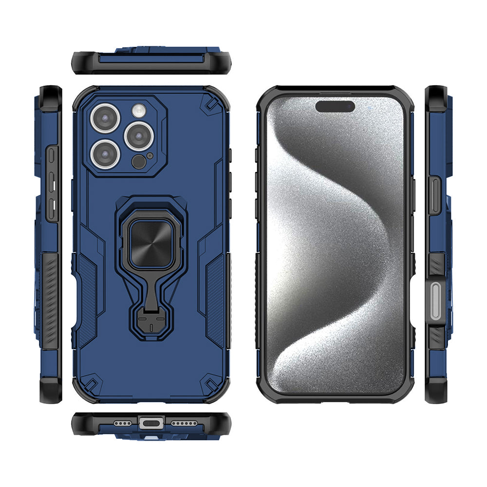 Hybrid Military Grade Armor Kickstand Rotating Ring Holder Case for Apple iPhone 16 Pro Max