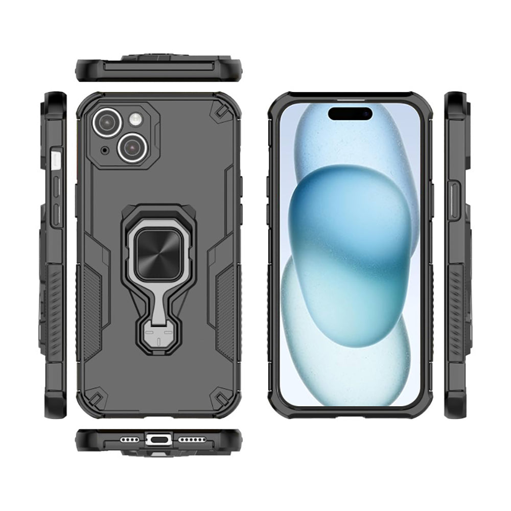 Hybrid Military Grade Armor Kickstand Rotating Ring Holder Case for Apple iPhone 15