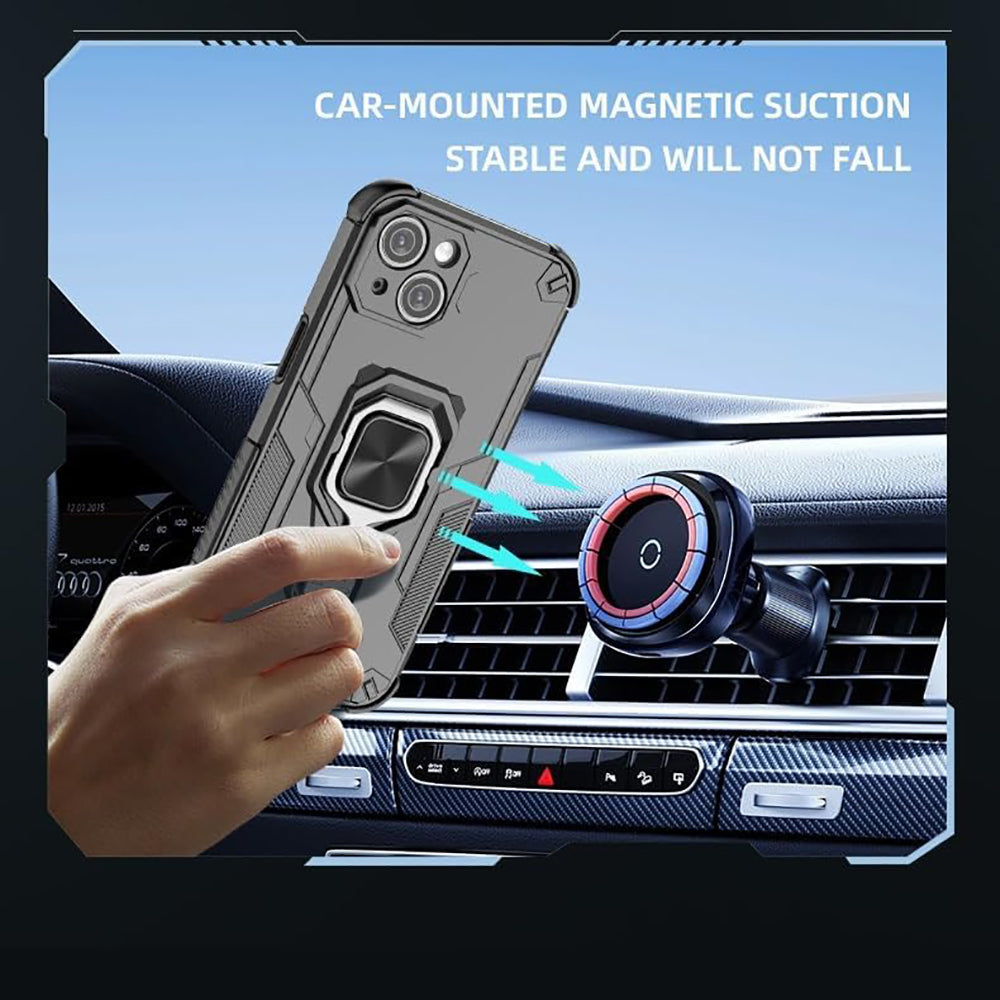 Hybrid Military Grade Armor Kickstand Rotating Ring Holder Case for Apple iPhone 15