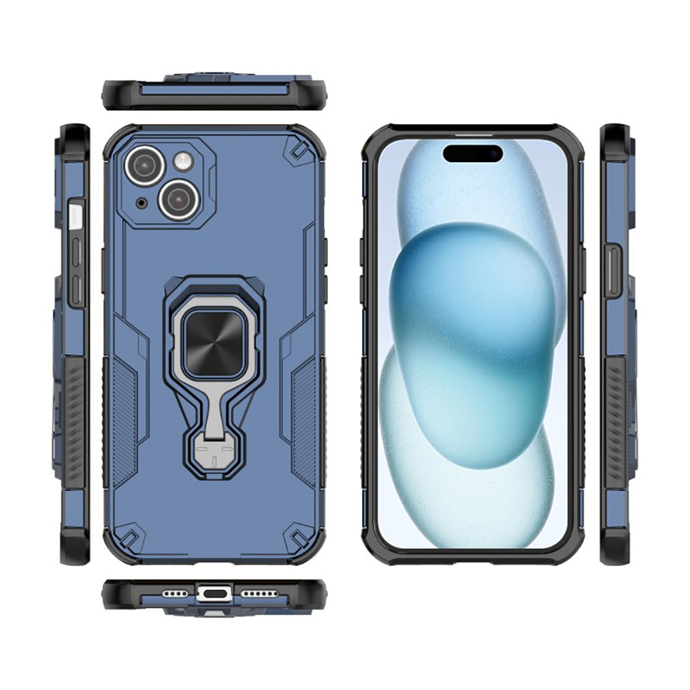 Hybrid Military Grade Armor Kickstand Rotating Ring Holder Case for Apple iPhone 15