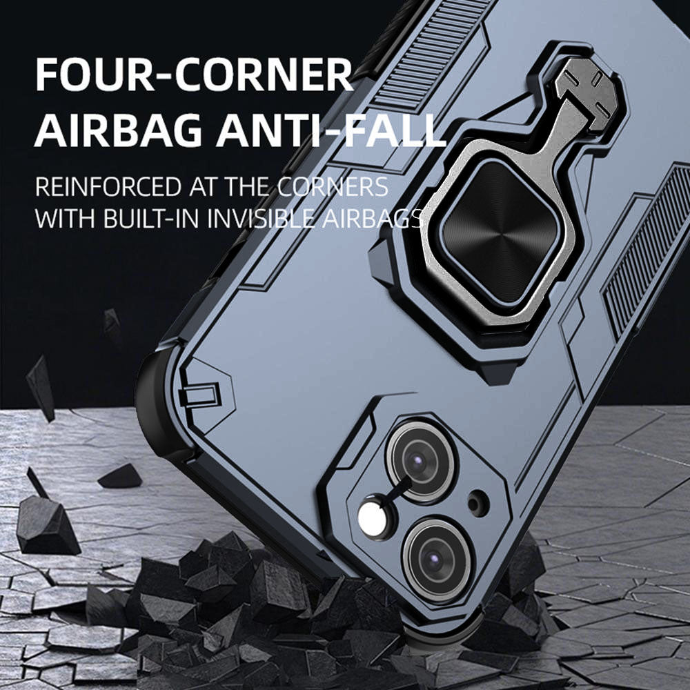 Hybrid Military Grade Armor Kickstand Rotating Ring Holder Case for Apple iPhone 15