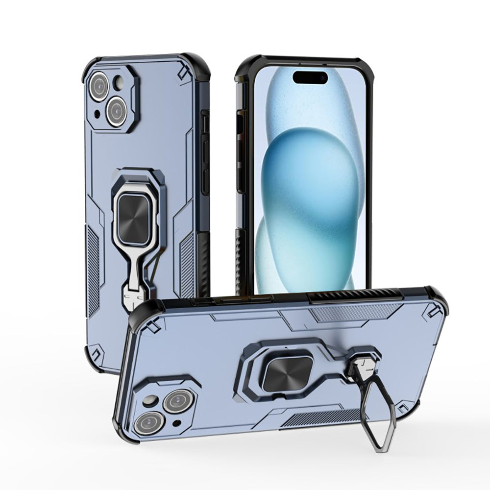 Hybrid Military Grade Armor Kickstand Rotating Ring Holder Case for Apple iPhone 15