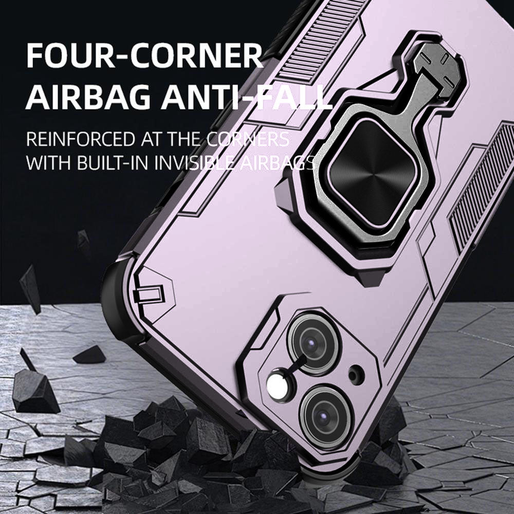 Hybrid Military Grade Armor Kickstand Rotating Ring Holder Case for Apple iPhone 15