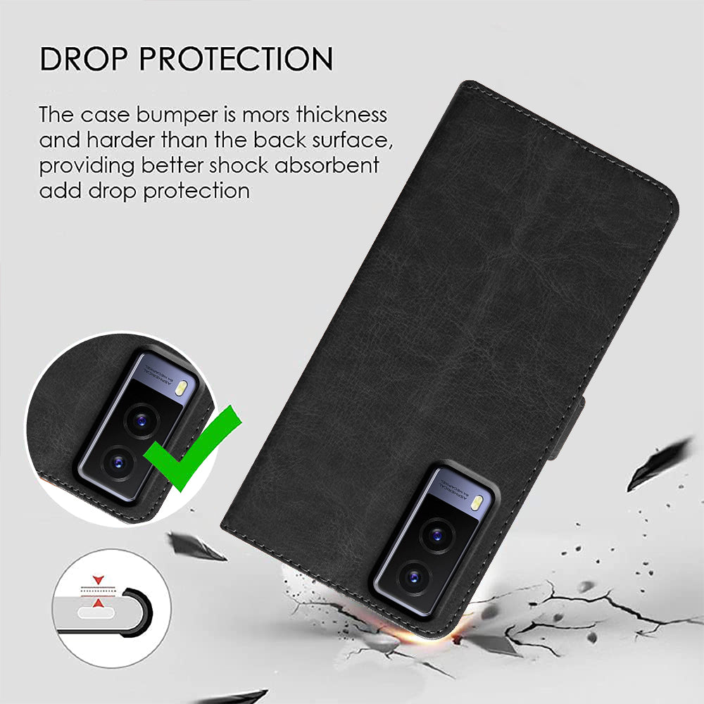 Premium Vintage Wallet Flip Cover for Vivo V21E 5G