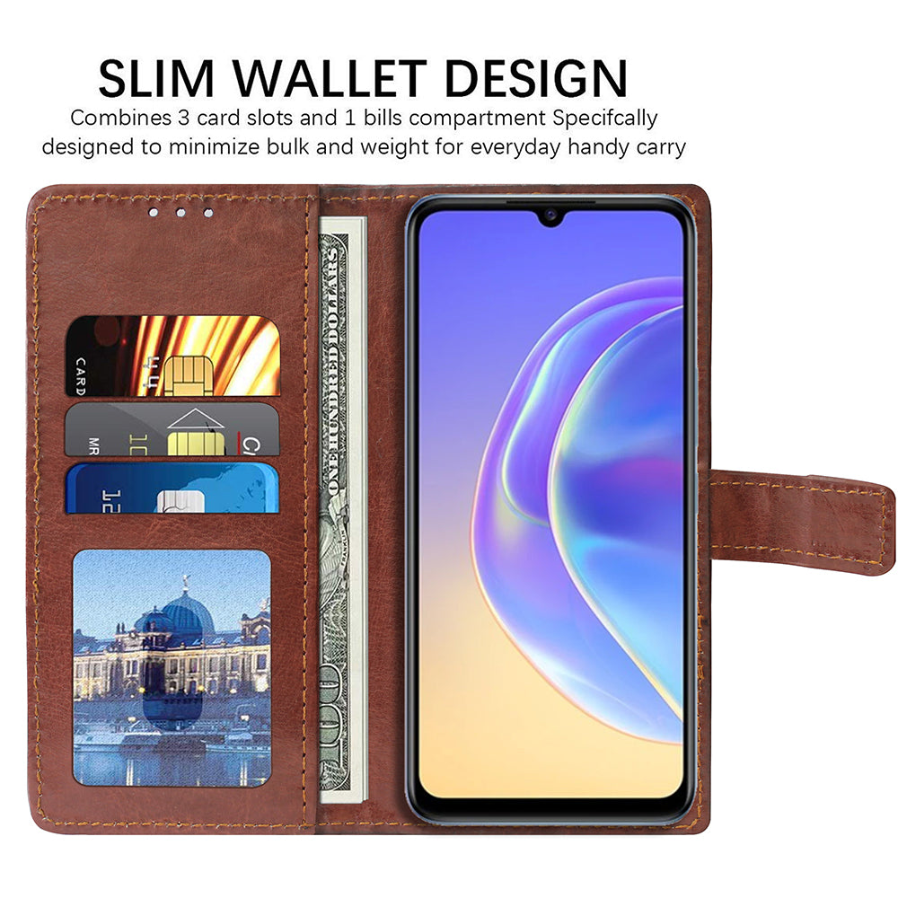 Premium Vintage Wallet Flip Cover for Vivo V21E 5G