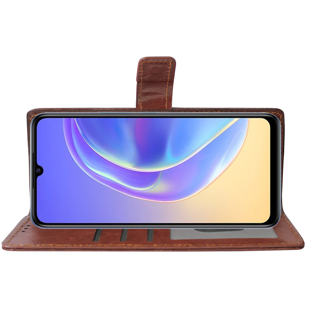 Premium Vintage Wallet Flip Cover for Vivo V21E 5G