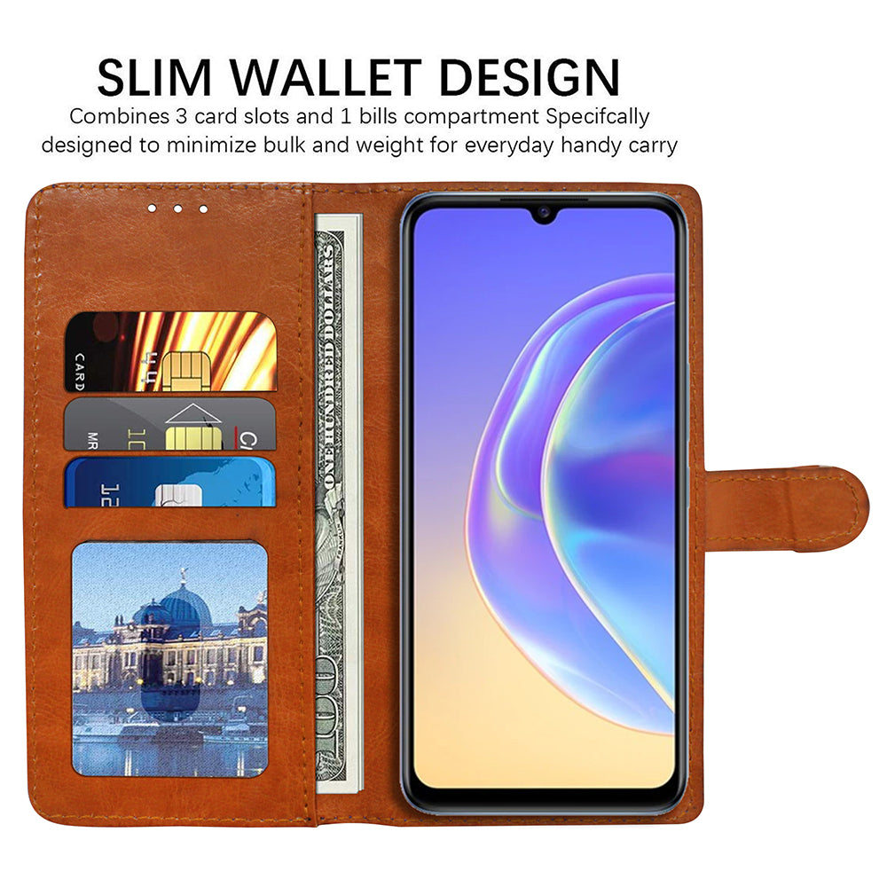 Premium Vintage Wallet Flip Cover for Vivo V21E 5G