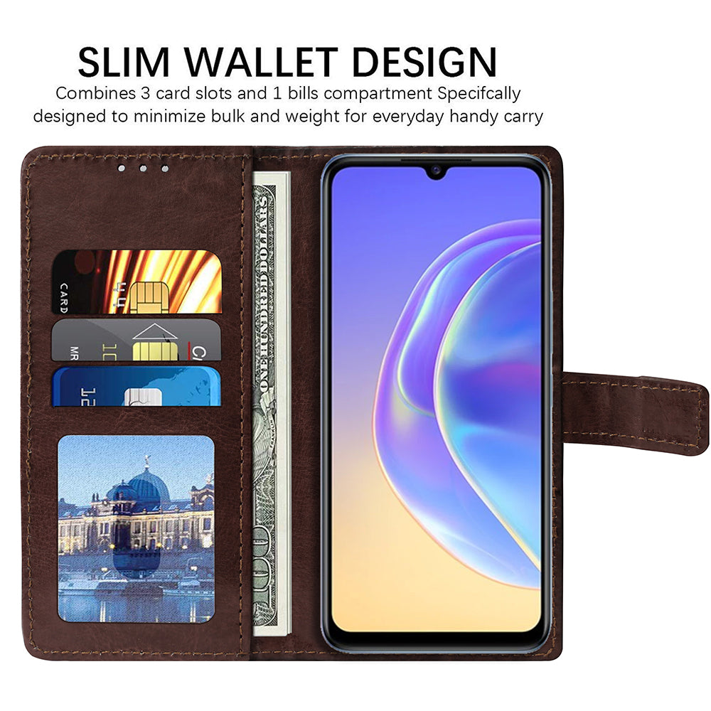 Premium Vintage Wallet Flip Cover for Vivo V21E 5G