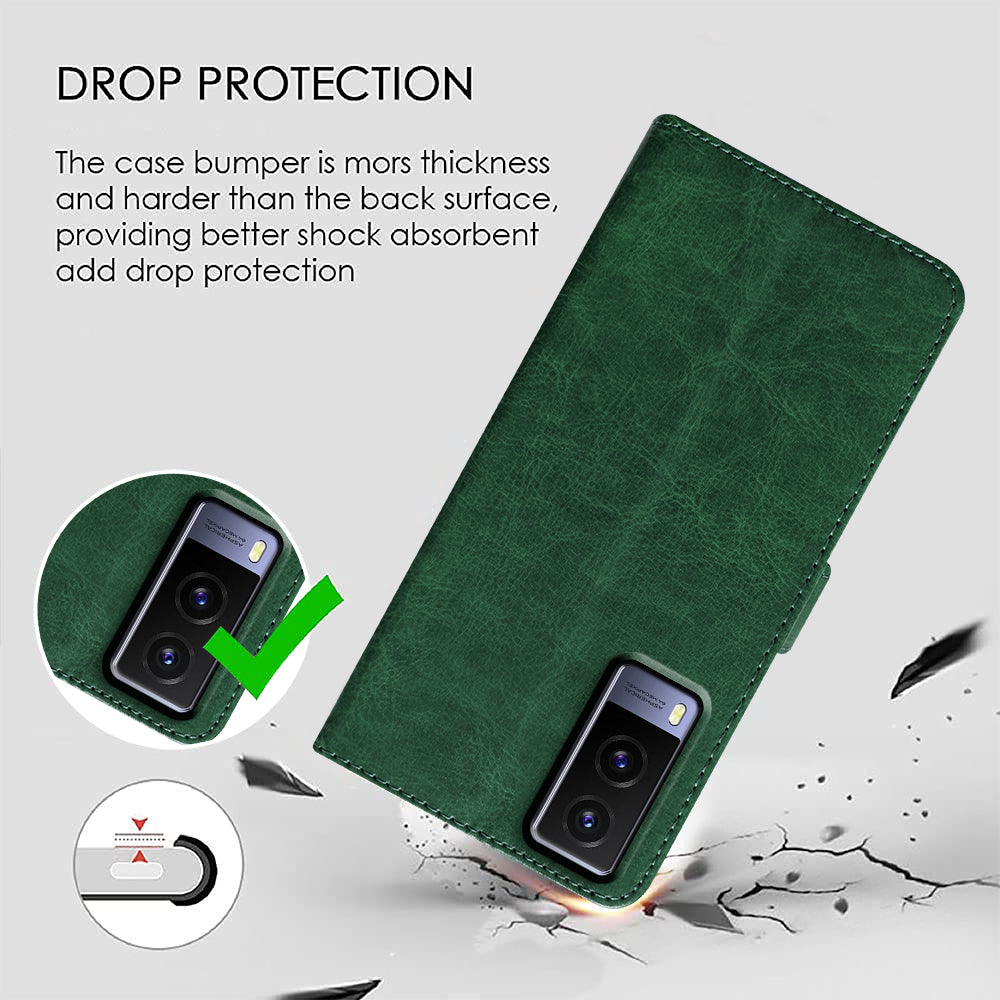 Premium Vintage Wallet Flip Cover for Vivo V21E 5G