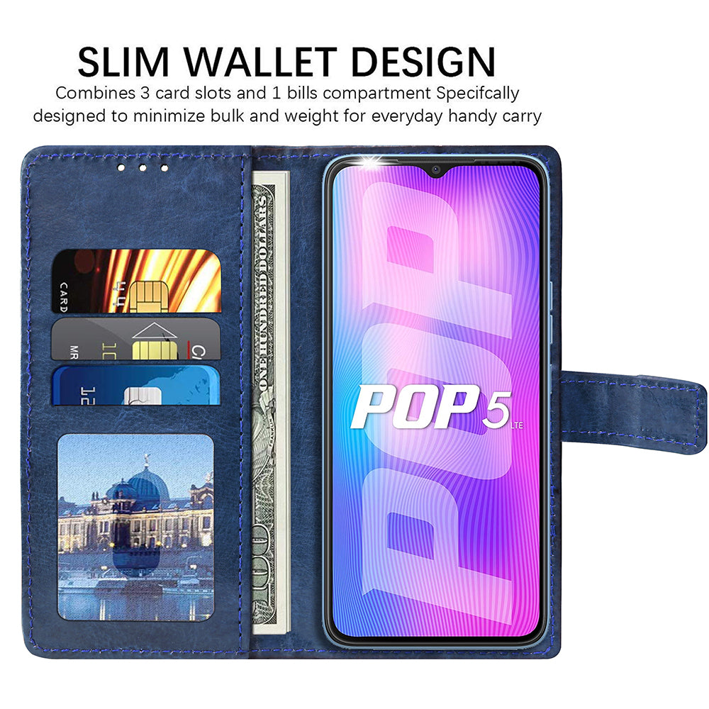 Premium Wallet Flip Cover for Tecno Pop 5 Lite 4G