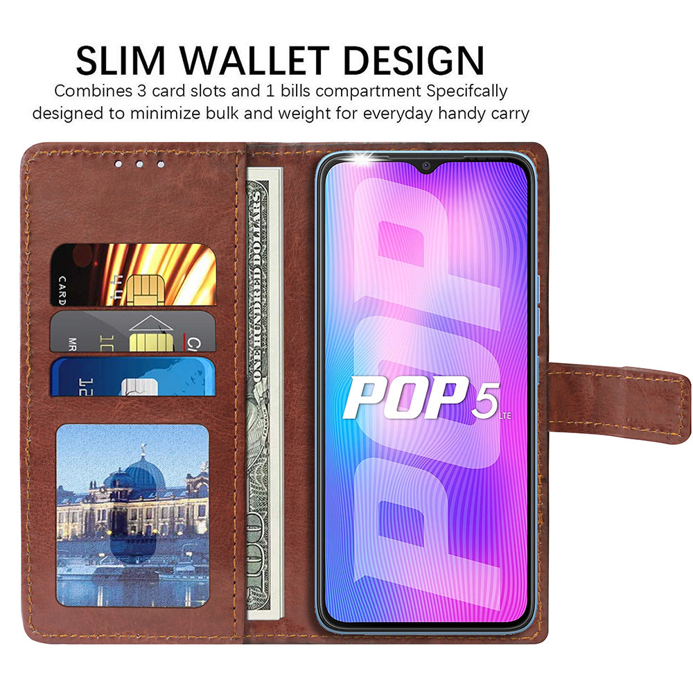 Premium Wallet Flip Cover for Tecno Pop 5 Lite 4G