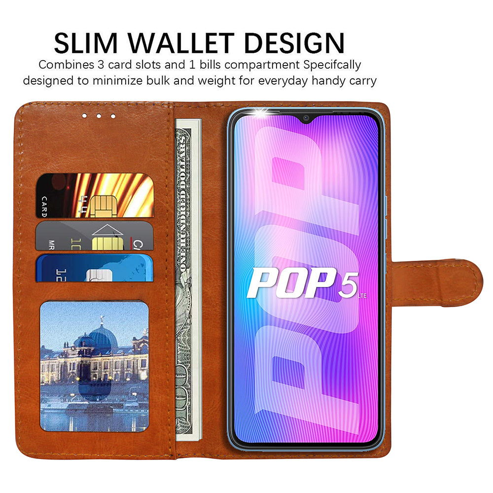 Premium Wallet Flip Cover for Tecno Pop 5 Lite 4G