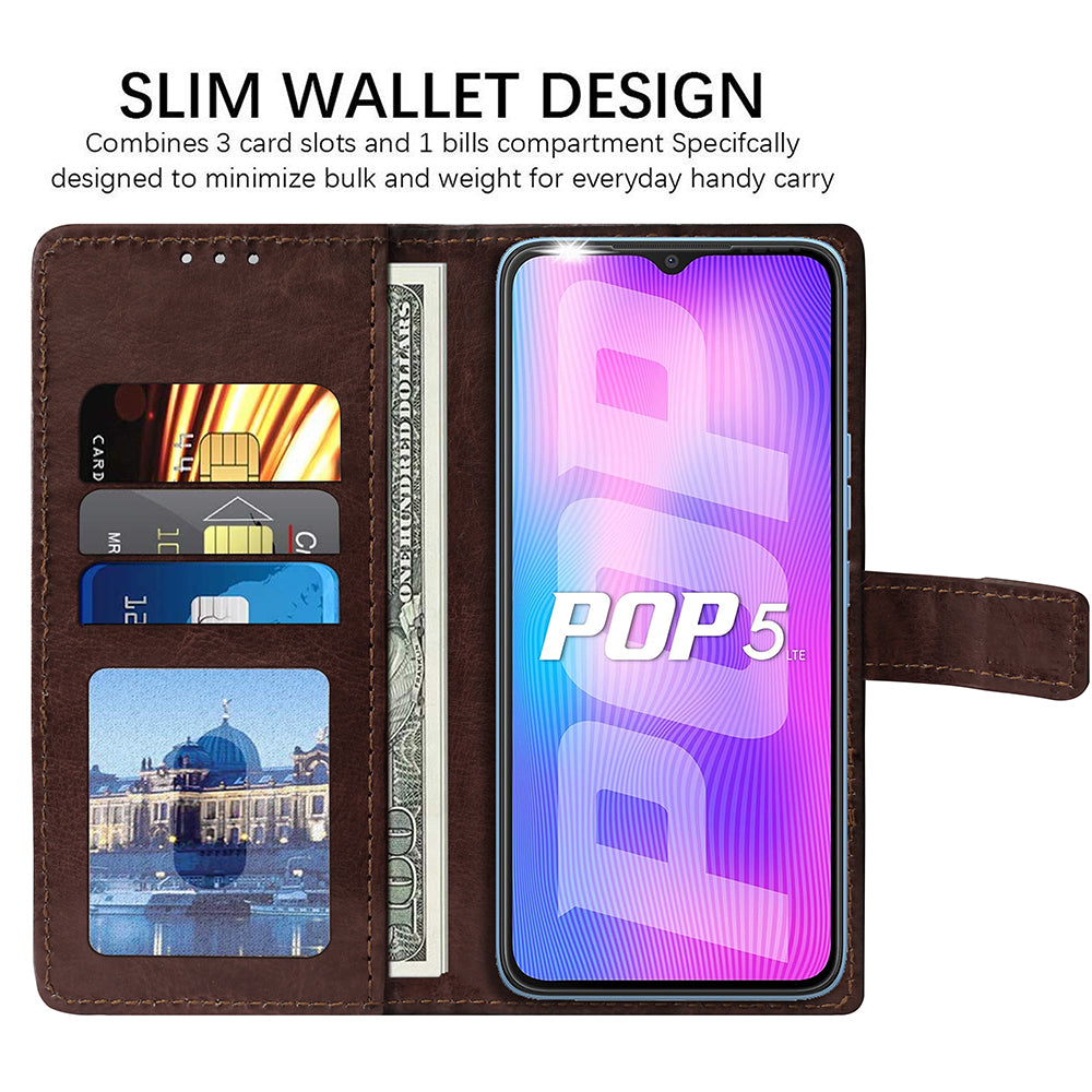 Premium Wallet Flip Cover for Tecno Pop 5 Lite 4G
