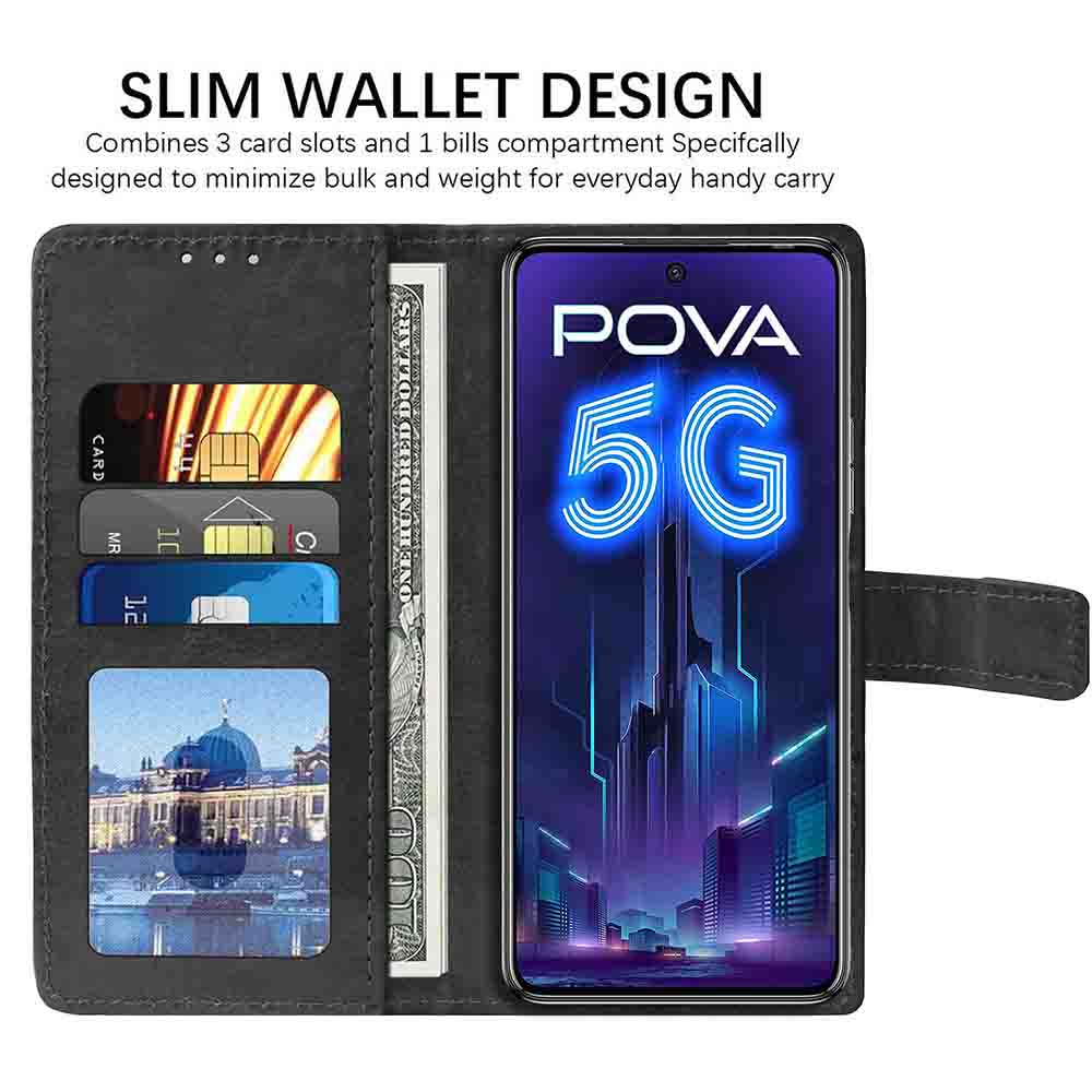 Premium Wallet Flip Cover for Tecno Pova 5G