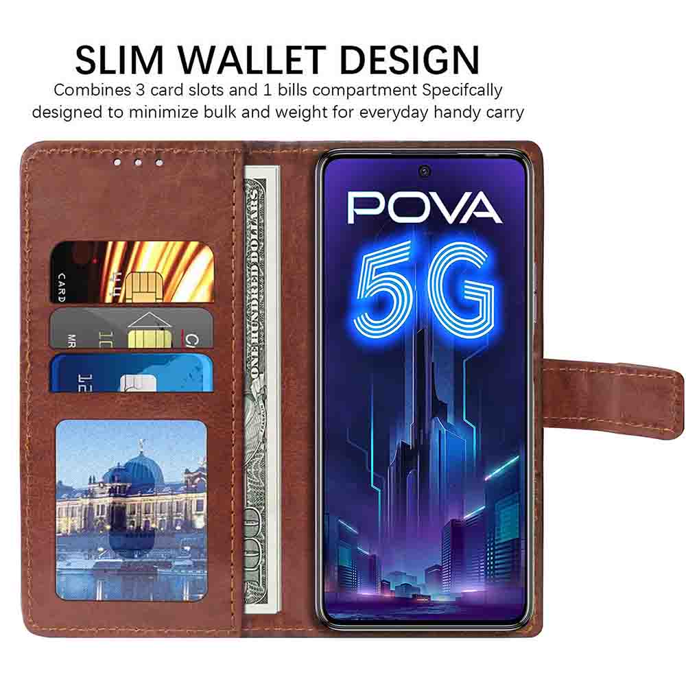 Premium Wallet Flip Cover for Tecno Pova 5G