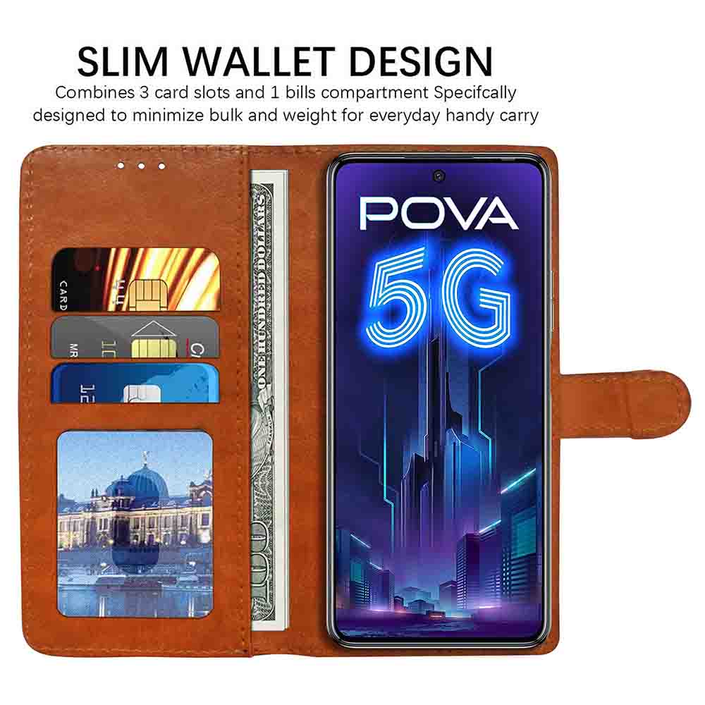 Premium Wallet Flip Cover for Tecno Pova 5G