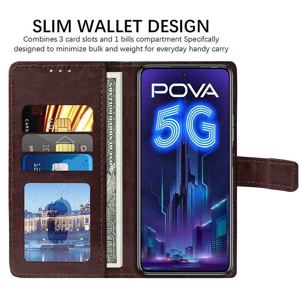 Premium Wallet Flip Cover for Tecno Pova 5G