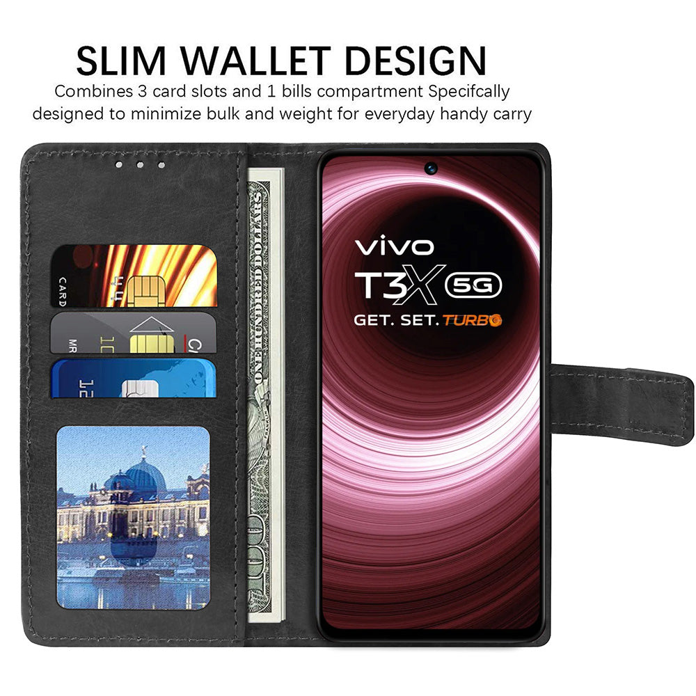 Premium Wallet Flip Cover for Vivo T3x 5G