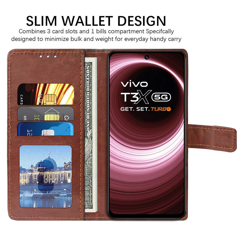 Premium Wallet Flip Cover for Vivo T3x 5G