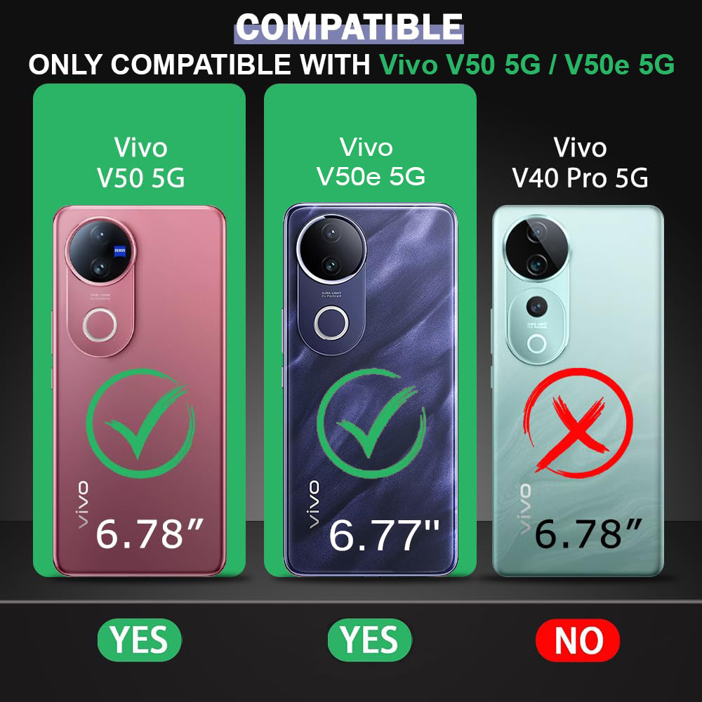 Premium Wallet Flip Cover for Vivo V50 5G / V50e 5G