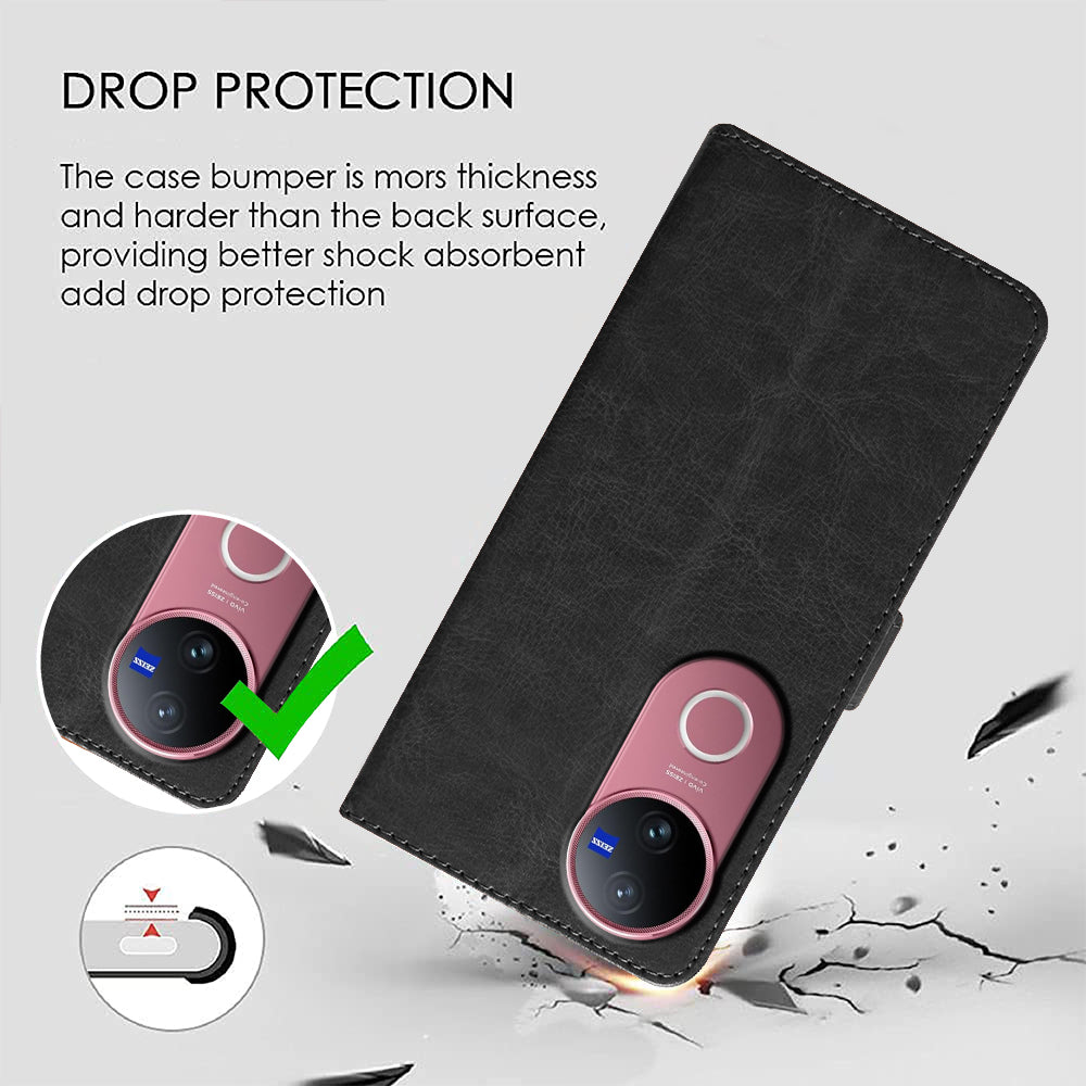 Premium Wallet Flip Cover for Vivo V50 5G / V50e 5G