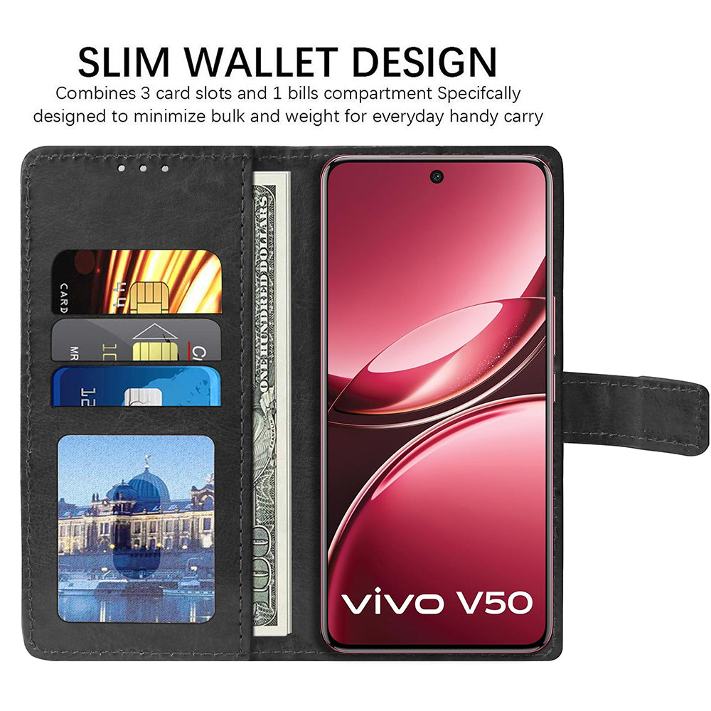 Premium Wallet Flip Cover for Vivo V50 5G / V50e 5G
