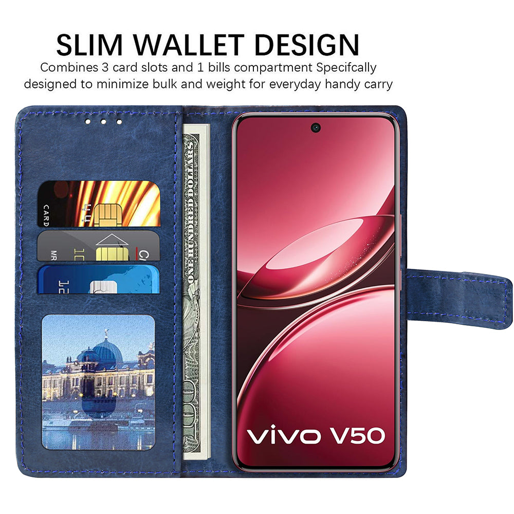Premium Wallet Flip Cover for Vivo V50 5G / V50e 5G